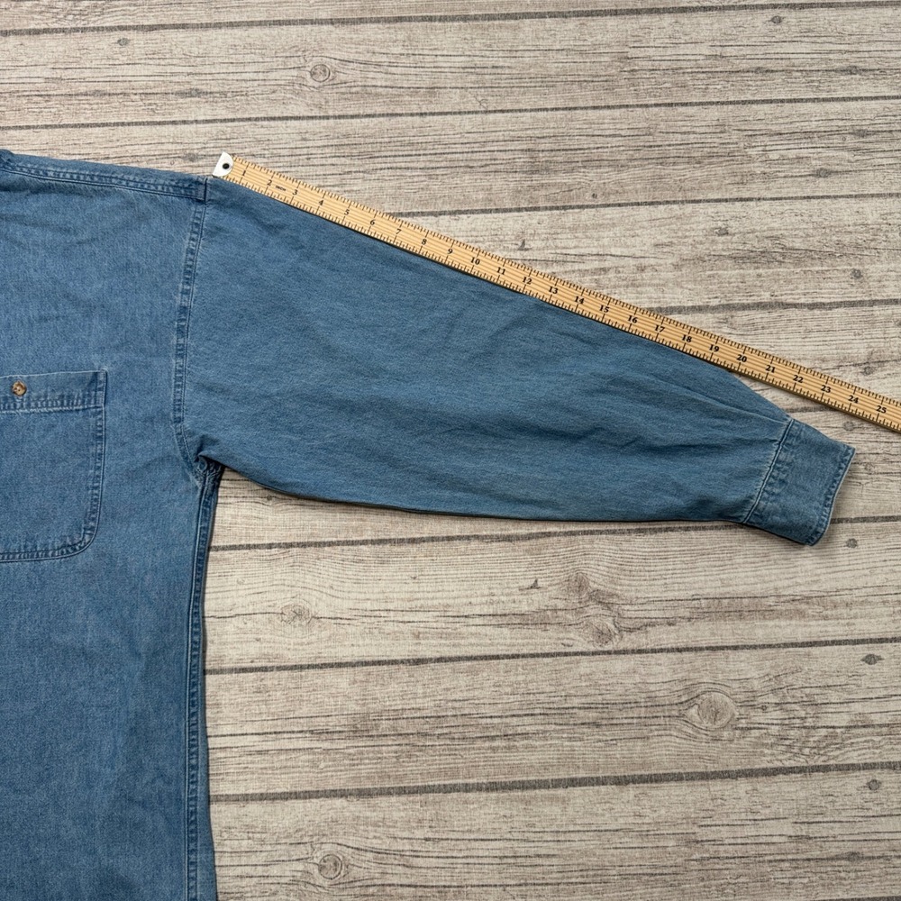 Vintage Cabin Essentials Shirt Men's L Blue Long Sleeve Button Down Workwear - Picture 5 of 6